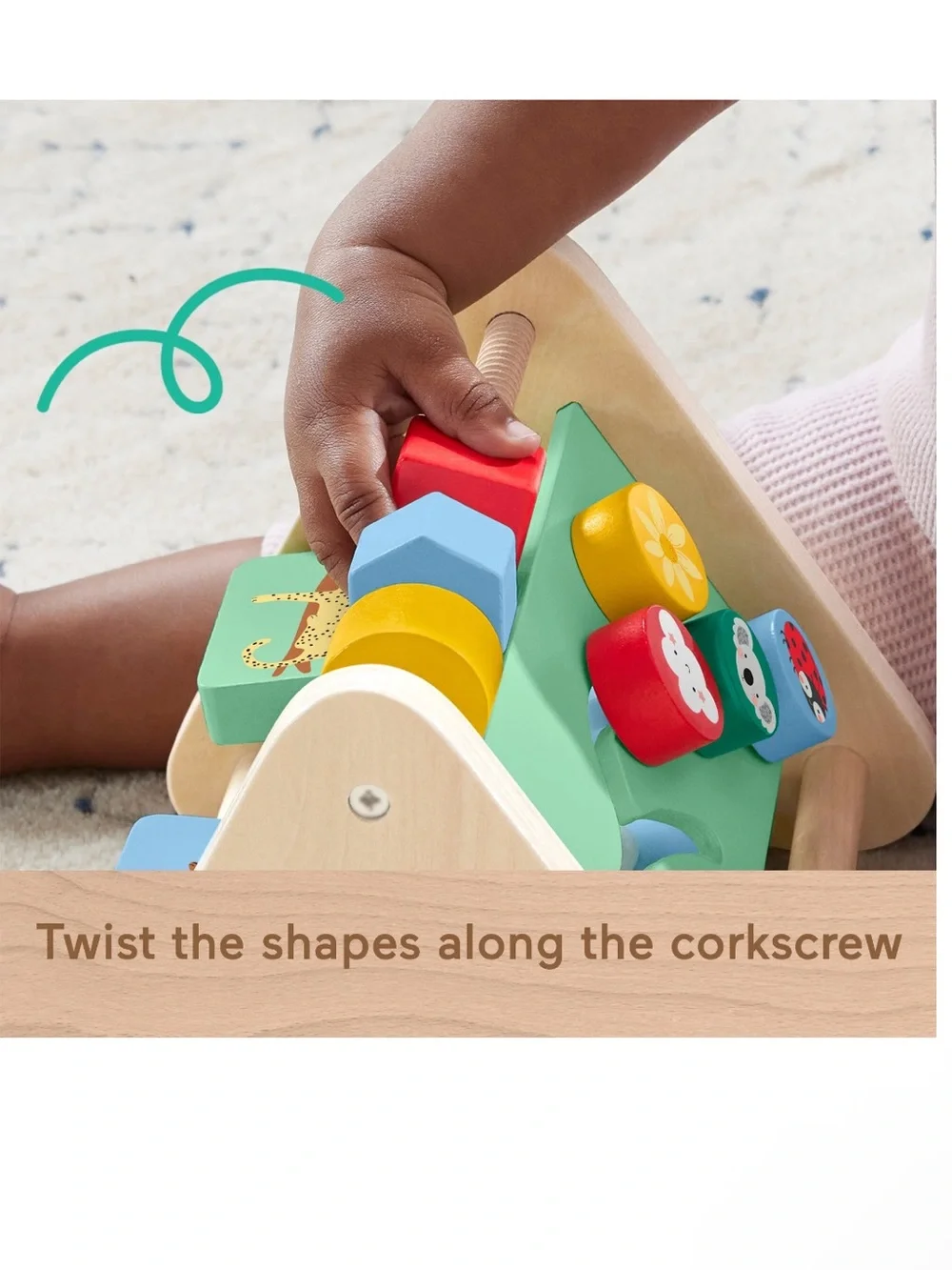 Fisher Price Wooden Activity Triangle 3-Sided Fine Motor Toy for Baby 6M+